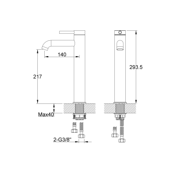 Kohlman Axel QB170AB Robinet de chiuvetă vertical negru Kohlman Axel QB170AB Negru